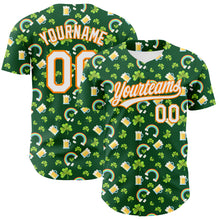 Load image into Gallery viewer, Custom Green White-Bay Orange 3D St. Patrick&#39;s Day Shamrock Beer Authentic Baseball Jersey
