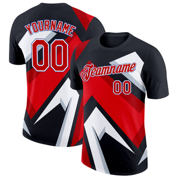 Custom Black Red-Royal 3D Esports Performance T-Shirt