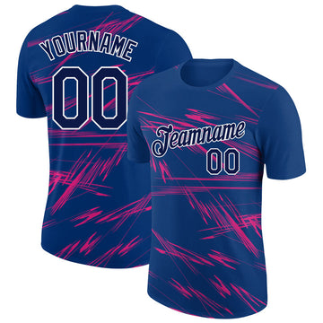 Custom US Navy Blue Navy-Neon Pink 3D Esports Performance T-Shirt