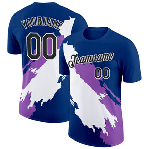 Custom US Navy Blue Black-Medium Purple 3D Esports Performance T-Shirt