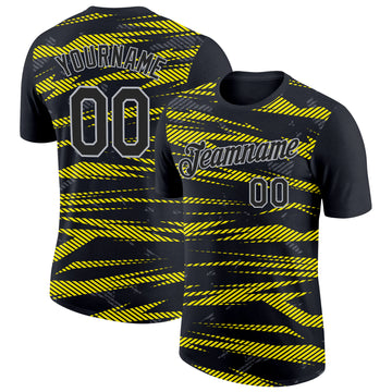 Custom Black Light Yellow-Light Gray 3D Esports Performance T-Shirt