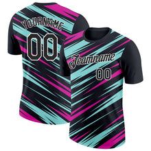 Load image into Gallery viewer, Custom Black Ice Blue-Deep Pink 3D Esports Performance T-Shirt
