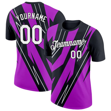 Custom Black White-Purple 3D Esports Performance T-Shirt