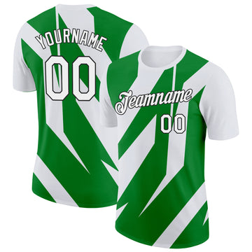 Custom White Grass Green-Black 3D Esports Performance T-Shirt