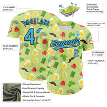 Load image into Gallery viewer, Custom Green Sky Blue-Black 3D St. Patrick&#39;s Day Shamrock Beer Authentic Baseball Jersey
