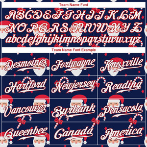 Custom Navy Red-White Christmas 3D Authentic Baseball Jersey