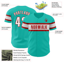 Load image into Gallery viewer, Custom Aqua White-Red Authentic Baseball Jersey
