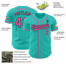 Load image into Gallery viewer, Custom Aqua White Pinstripe Pink-Black Authentic Baseball Jersey
