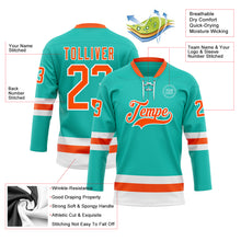 Load image into Gallery viewer, Custom Aqua Orange-White Hockey Lace Neck Jersey
