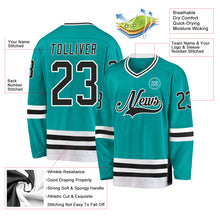 Load image into Gallery viewer, Custom Aqua Black-White Hockey Jersey
