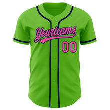 Load image into Gallery viewer, Custom Aurora Green Pink-Navy Authentic Baseball Jersey
