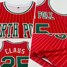 Load image into Gallery viewer, Custom Red White Pinstripe Kelly Green-White Authentic Basketball Jersey
