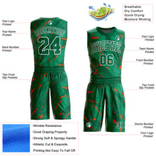 Load image into Gallery viewer, Custom Green Orange-White Bright Lines Round Neck Sublimation Basketball Suit Jersey
