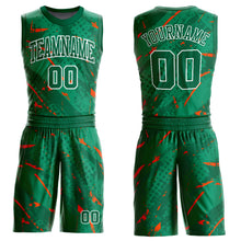 Load image into Gallery viewer, Custom Green Orange-White Bright Lines Round Neck Sublimation Basketball Suit Jersey
