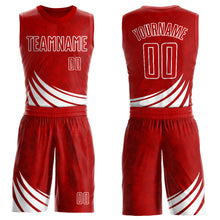 Load image into Gallery viewer, Custom Red White Wind Shapes Round Neck Sublimation Basketball Suit Jersey
