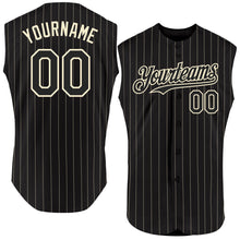 Load image into Gallery viewer, Custom Black Cream Pinstripe Cream Authentic Sleeveless Baseball Jersey
