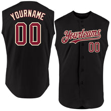 Load image into Gallery viewer, Custom Black Crimson-Cream Authentic Sleeveless Baseball Jersey
