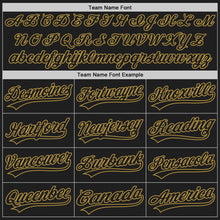 Load image into Gallery viewer, Custom Black Old Gold Pinstripe Light Blue Authentic Baseball Jersey
