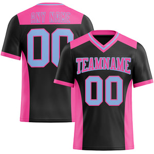 Custom Black Light Blue-Pink Mesh Authentic Football Jersey