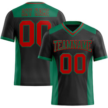 Load image into Gallery viewer, Custom Black Red-Kelly Green Mesh Authentic Football Jersey
