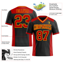 Load image into Gallery viewer, Custom Black Red-Yellow Mesh Authentic Football Jersey
