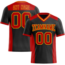 Load image into Gallery viewer, Custom Black Red-Yellow Mesh Authentic Football Jersey
