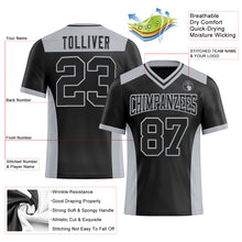 Load image into Gallery viewer, Custom Black Gray Mesh Authentic Football Jersey
