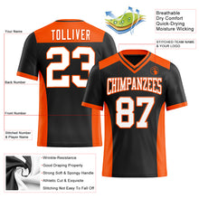 Load image into Gallery viewer, Custom Black White-Orange Mesh Authentic Football Jersey
