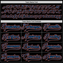 Load image into Gallery viewer, Custom Black Powder Blue-Orange Hockey Lace Neck Jersey
