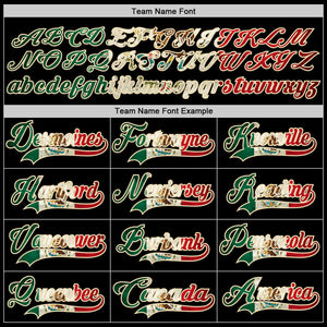 Custom Black Vintage Mexican Flag Cream Red-Kelly Green Hockey Lace Neck Jersey