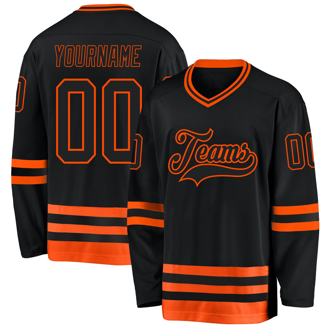 Custom Black Orange Hockey Jersey