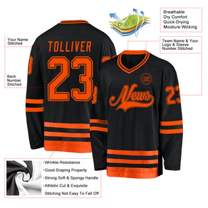 Custom Black Orange Hockey Jersey