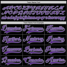 Load image into Gallery viewer, Custom Black Purple-Gray Hockey Jersey
