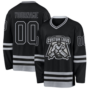 Custom Black Gray Hockey Jersey