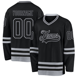 Custom Black Gray Hockey Jersey