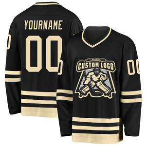 Custom Black Cream Hockey Jersey