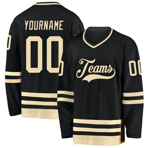 Custom Black Cream Hockey Jersey