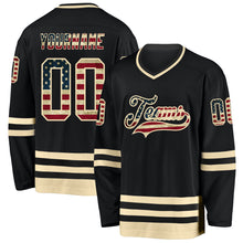 Load image into Gallery viewer, Custom Black Vintage USA Flag-Cream Hockey Jersey
