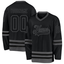 Load image into Gallery viewer, Custom Black Steel Gray Hockey Jersey
