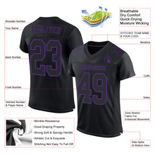 Load image into Gallery viewer, Custom Black Purple Mesh Authentic Football Jersey
