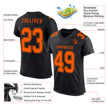 Load image into Gallery viewer, Custom Black Orange Mesh Authentic Football Jersey
