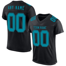 Load image into Gallery viewer, Custom Black Teal Mesh Authentic Football Jersey
