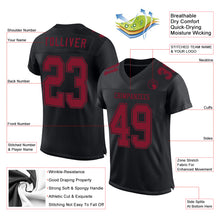 Load image into Gallery viewer, Custom Black Crimson Mesh Authentic Football Jersey
