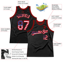 Load image into Gallery viewer, Custom Black USA Flag-Red Authentic Throwback Basketball Jersey
