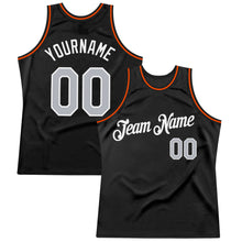 Load image into Gallery viewer, Custom Black Gray-Orange Authentic Throwback Basketball Jersey
