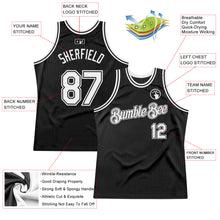 Load image into Gallery viewer, Custom Black White Authentic Throwback Basketball Jersey
