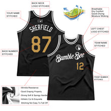 Load image into Gallery viewer, Custom Black Old Gold-White Authentic Throwback Basketball Jersey
