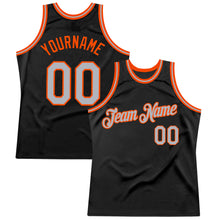 Load image into Gallery viewer, Custom Black Gray-Orange Authentic Throwback Basketball Jersey
