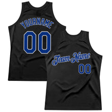 Load image into Gallery viewer, Custom Black Royal-Gray Authentic Throwback Basketball Jersey
