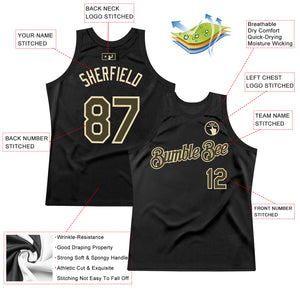 Custom Black Olive-Cream Authentic Throwback Basketball Jersey